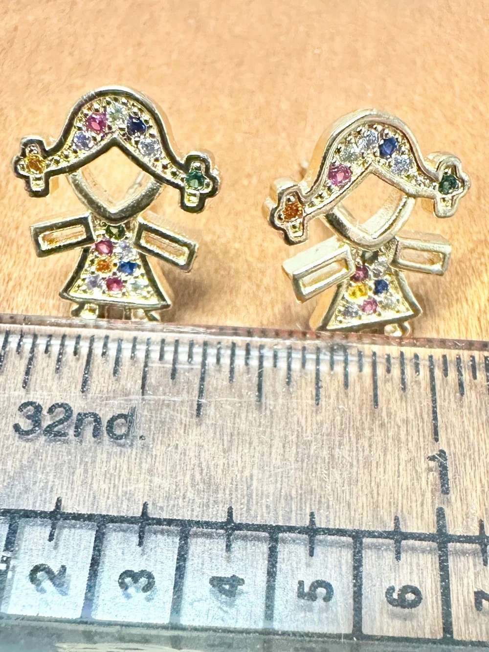 Gold-Tone Multi-Stone Girl Stud Earrings - Kids Accessories